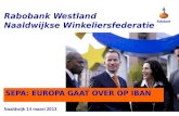 SEPA: EUROPA GAAT OVER OP IBAN Rabobank Westland Naaldwijkse Winkeliersfederatie Naaldwijk 14 maart 2013.