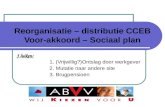 Reorganisatie – distributie CCEB Voor-akkoord – Sociaal plan 3 luiken: 1. (Vrijwillig?)Ontslag door werkgever 2. Mutatie naar andere site 3. Brugpensioen.