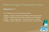 Milieuvergunningsaanvraag Waarom ? Om te voldoen aan de milieureglementering VLAREM 1: Vlaams reglement betreffende milieuvergunningen VLAREM 2: Algemene.