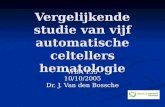 Vergelijkende studie van vijf automatische celtellers hematologie WBA 135 10/10/2005 Dr. J. Van den Bossche.
