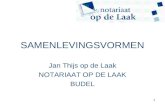 1 SAMENLEVINGSVORMEN Jan Thijs op de Laak NOTARIAAT OP DE LAAK BUDEL.