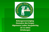 Belangenvereniging Domaine des Forges Algemene Leden Vergadering 25-11-2012 Driebergen.