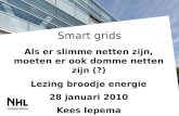 Smart grids Als er slimme netten zijn, moeten er ook domme netten zijn (?) Lezing broodje energie 28 januari 2010 Kees Iepema.