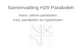 Samenvatting H29 Parabolen Havo: alleen parabolen Vwo: parabolen en hyperbolen.