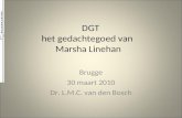 DGT het gedachtegoed van Marsha Linehan Brugge 30 maart 2010 Dr. L.M.C. van den Bosch.