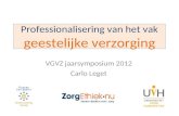 Professionalisering van het vak geestelijke verzorging VGVZ jaarsymposium 2012 Carlo Leget.