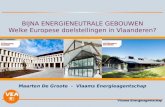 BIJNA ENERGIENEUTRALE GEBOUWEN Welke Europese doelstellingen in Vlaanderen? Maarten De Groote - Vlaams Energieagentschap.