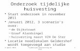 Onderzoek tijdelijke huisvesting Start onderzoek in november 2011 Januari 2012, 3 scenario’s over: –de Dijkstraat –Graaf Alardsingel –huisvesting naast.
