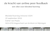 Presentatie over online peer feedback voor blended learning minoren GGM 25 sept