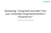 Studiedag 'Integriteit bevrijdt! 10 jaar ambtelijk integriteitsbeleid in Vlaanderen'