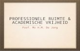 PROFESSIONELE RUIMTE & ACADEMISCHE VRIJHEID Prof. Mr H.M. De Jong.