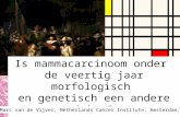 Is mammacarcinoom onder de veertig jaar morfologisch en genetisch een andere ziekte? Marc van de Vijver, Netherlands Cancer Institute, Amsterdam, NL