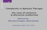 Complexity in Aphasia Therapy: the case of sentence & discourse production Paul Conroy, Marcella Carragher, Anne Hesketh Rotterdam, March 30 th 2012.
