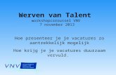 Werven van Talent workshopcaroussel VNV  7 november 2013
