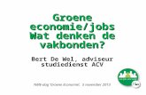 Groene economie/jobs Wat denken de vakbonden? Bert De Wel, adviseur studiedienst ACV