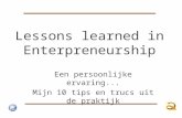 Lessons learned  in  Enterpreneurship