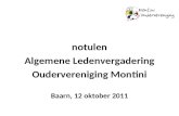 notulen Algemene Ledenvergadering Oudervereniging Montini Baarn, 12 oktober 2011
