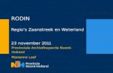 RODIN Regio’s Zaanstreek en Waterland  23 november  2011