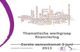 Thematische werkgroep financiering Eerste samenkomst 3 juni 2013