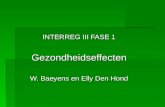 INTERREG III FASE 1 Gezondheidseffecten W. Baeyens en Elly Den Hond