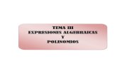 TEMA III EXPRESIONES ALGEBRAICAS Y POLINOMIOS