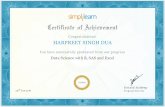Simplilearn Certificate R, SAS andEXCEL