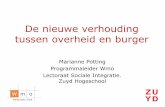 De nieuwe verhouding tussen overheid en · PDF fileKantelen Zorg en Welzijn Burger Overheid ... Zorg en Welzijn Marianne Potting/Lectoraat Sociale Integratie/Wmo-programma . Iedereen