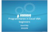 Programmeren in Excel VBA beginners - karelnijs.be · Toon de "Visual Basic" werkbalk 3. Docent geeft basisuitleg • Demo –opstarten van de object browser • Demo –het immediatewindow.
