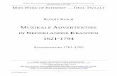Muzikale Advertenties in Nederlandse Kranten 1761- Rudolf.Rasch/personal/Advertenties/Avertenties-1761...Opera’s Frauebise, Ninette, Plaise, la Fille Malgardé, ... Instrumentaal