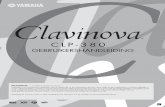 clp-380 nl om - Clavis Piano's Gebruikershandleiding 5 • Voordat u het instrument aansluit op andere elektronische componenten, moet u alle betreffende apparatuur uitzetten. Voordat