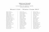 Dean’s List – Winter Term 2013 - clas.wayne.edu Alexandra Geis, Sarah Gekiere, Megan Gener, Maricar Gentry, Hilary Germain, Jason ... Lewalski, Philip Lewalski, Veronica Lewandowska,