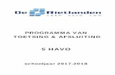 5 HAVO - rietlanden.nl · Voor u ligt het Programma van Toetsing en Afsluiting (PTA), bestaande uit de gezamenlijke PTA’s van de vakken die gegeven worden. ... Dinsdag 31 oktober