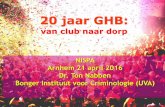 20 jaar GHB - nispa.nl jaar GHB NISPA, Ton Nabben.pdf · GHB in Nederland Op de markt sinds 1995 • GHB sinds 2012 op lijst I • GBL (o.a.webwinkels) ... kopen en delen •Internet