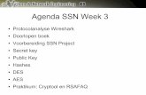 Agenda SSN Week 3 · Agenda SSN Week 3 Protocolanalyse Wireshark Doorlopen boek Voorbereiding SSN Project Secret key Public Key Hashes DES AES Praktikum: Cryptool en RSAFAQ