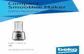 Compact Smoothie Maker - asogem.be MANUAL/01_TBP7354X_2618-01-NL.pdf · Compact Smoothie Maker / Gebruikershandleiding 5 / NL worden aangesloten op een huishoudelijke aardlekschakelaar