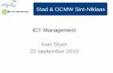 ICT Stad & OCMW Sint-Niklaas · project coordinatie software network & systems mgmt ICT operations services business intelligence project coordinatie NW mgmt server mgmt Service desk