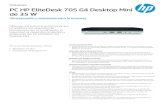 de 35 W PC HP EliteDesk 705 G4 Desktop Mini · Discreto: Gráficos AMD Radeon™ R X 560X (GDDR5 de 4 GB dedicada) Audio Códec Conexant CX2 0632, conector universal de audio, puer