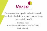 Trefdag voor arbeidsbemiddelaars, 13/10/2015 Dirk Malfait · Inhoud presentatie Evolutie op de Vlaamse arbeidsmarkt: stand van zaken Situering social profit op de Vlaamse arbeidsmarkt