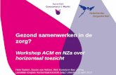 Gezond samenwerken in de zorg?€¦ · Hein Tacken, Susan van Velzen, Wim Komrij en Bas Jurling Landelijk congres Horizontaal toezicht zorg | Utrecht | 12 april 2017. Inhoud workshop