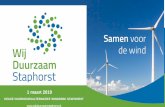 1 maart 2019 - Wij Duurzaam Staphorst · 3/1/2019  · 1 maart 2019 5 Ons windplanProces om te komen tot een keuze : participatie voorkeursalternatief (VKA) •Onderzoeken m.e.r.