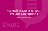 Hoe implementeer je een social ambassadeursprogramma. · •Onderdeel van de Dialog Groep •Kantoren in Belgie & Nederland •Sales Manager Social Dialog •Customer experience,