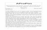 AProPos - appp.nl · Aktie Kerkbalans al in volle gang. Voor zover u het formulier nog niet heeft ingevuld en ingeleverd bevelen wij u deze actie van harte bij u aan, omdat het bestaan