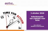 5 oktober 2018 Arbeidsmarkt: van urgentie naar actie · 13.00 uur Warm welkom - Trudy Prins, RvB De Rijnhoven en lid Commissie Arbeid en Cees de Wildt, manager Arbeid ActiZ en dagvoorzitter