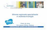 Slimme regionale specialisatie in watertechnologie 2016-12-08آ  Pieter de Jong EU Liaison Officer, Wetsus.