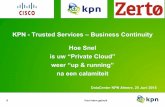 KPN - Trusted Services Business Continuity Hoe Snel€¦ · Code voor informatiebeveiliging (ISO 27001) Steeds verdere digitalisering van zaken vragen om 24/7 beschikbaarheid Feiten: