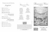 program RenaissanceVoices · Versillos del primer tono by Antonio de Cabezón (1510–1566) Blind from infancy, Antonio de Cabezón (1510–1566) was taught music ﬁrst by local