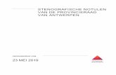 23 MEI 2019 - Antwerp · 2020-04-09 · kenmerk SharePoint>griffie>provincieraad>zittingen>2019 contactpersoon Veerle Vervloesem ... 4/1 Rapport 2018 van de financieel beheerder aan