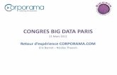 CONGRES BIG DATA PARIS · Corporama est un agrégateur web de données sociétés permettant une vision complète sur toutes les entreprises françaises pour : Qualifier en temps
