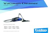 Vacuum Cleaner - Beko · 2020-05-16 · Vacuum Cleaner / User manual 9 / EN 1 Important safety and environmental instructions • Do not vacuum water or other liquid materials. •
