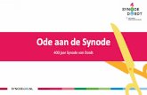 Ode aan de Synode...door de heer G. Baaij, directeur Dordrecht Marketing 20.15 –20.25 uur Programmalijn herdenking 400 jaar Synode: Presentatie door de heer H. Bakker, intendant